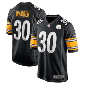 mens nike jaylen warren black pittsburgh steelers game play